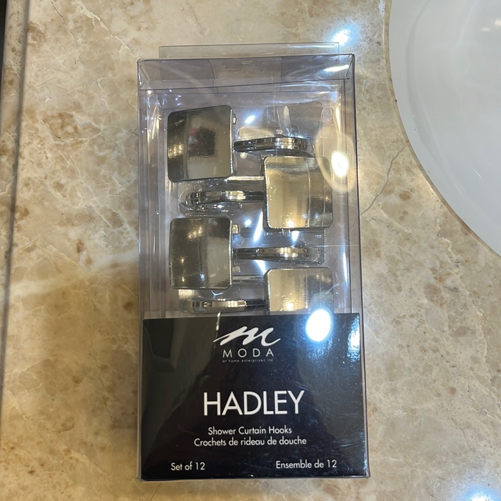Hadley Shower Curtain Hooks, set of 12, NWB